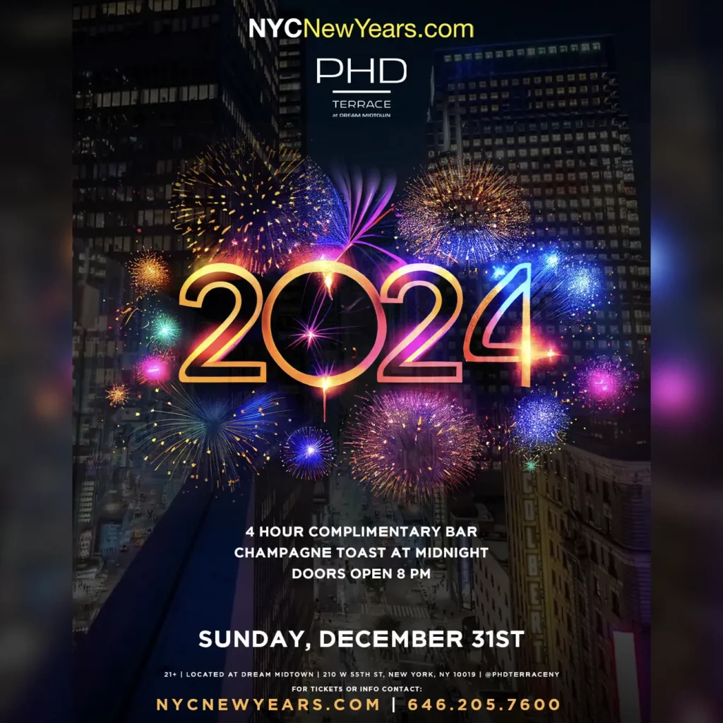 Flyer for New Years Eve at PhD at the Dream Midtown